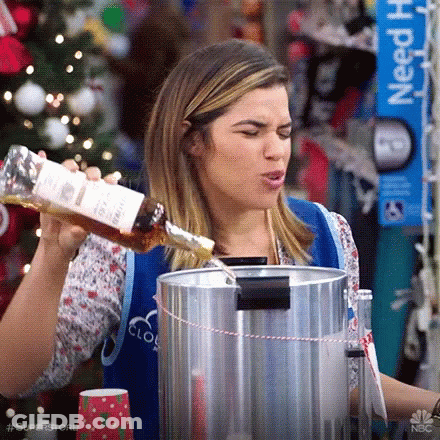Woman In Superstore Uniform Pouring Drink Into Pitcher GIF
