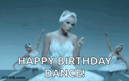 Woman In Swan Dress Dancing Happy Birthday GIF