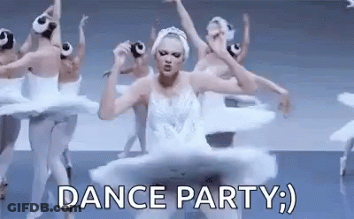 Woman In Swan Dress Dancing With Ballerinas GIF