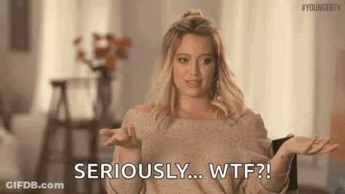 Woman In Sweater Saying Seriously Wtf GIF