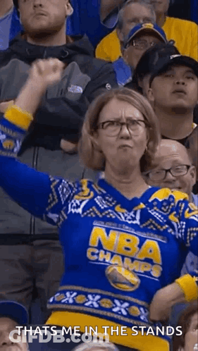 Woman In Sweater Saying Thats Me In Stands GIF
