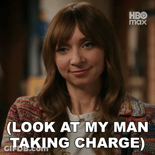 Woman In Sweater Says Look At My Man Taking Charge GIF