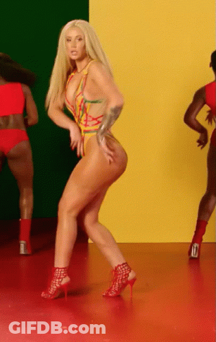 Woman In Swimsuit And Red Heels Dancing GIF