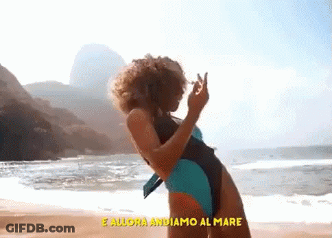 Woman In Swimsuit Standing On Beach GIF