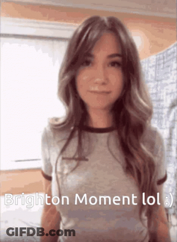 Woman In T-Shirt Saying Brighton Moment Lol GIF
