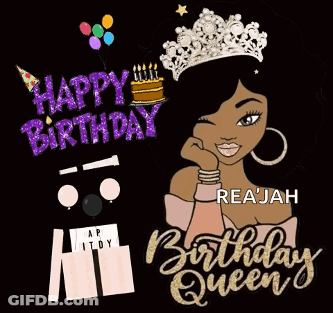 Woman In Tiara With Birthday Cake GIF