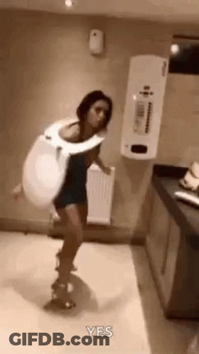 Woman In Toilet Seat Costume GIF