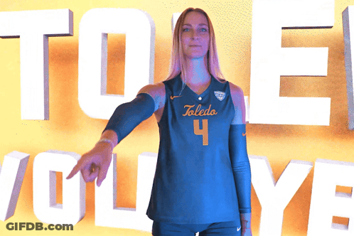 Woman In Toledo Jersey Pointing GIF