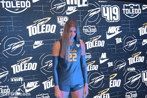 Woman In Toledo Jersey With Nike Logos GIF