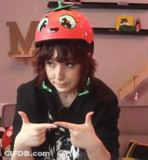 Woman In Tomato Helmet Thumbs Up GIF