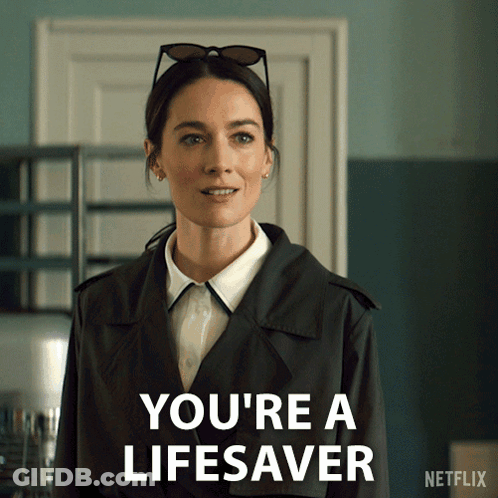 Woman In Trench Coat Says You're A Lifesaver GIF