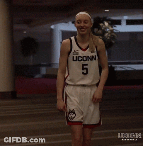 Woman In UConn Basketball Uniform Screaming GIF