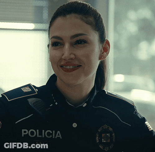 Woman In Uniform Saying Policia GIF