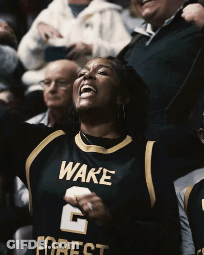 Woman In Wake Forest Jersey Cheering In Stands GIF