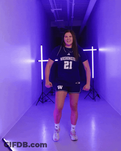 Woman In Washington 21 Jersey In Dark Room GIF