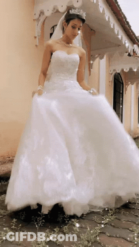 Woman In Wedding Dress And Tiara GIF