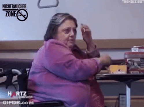 Woman In Wheelchair Smoking In Nichtraucher Zone GIF