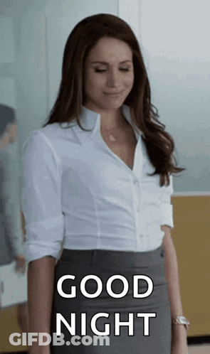 Woman In White And Gray At Window Saying Good Night GIF