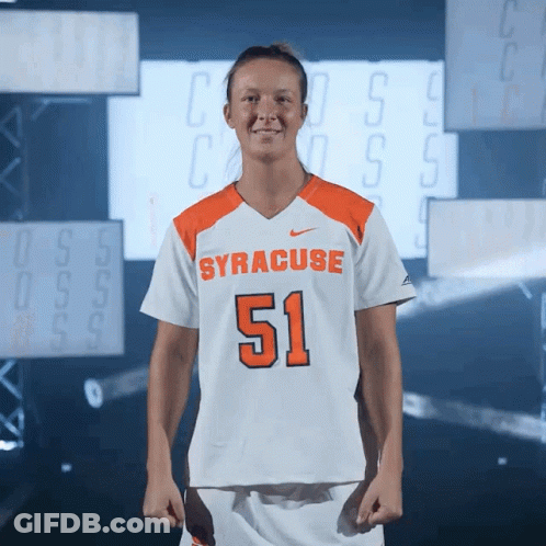 Woman In White And Orange Syracuse Jersey GIF