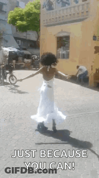 Woman In White Arms Outstretched Just Because You Can GIF