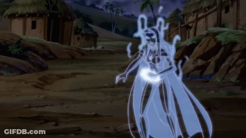 Woman In White Cape Next To Bearded Man GIF