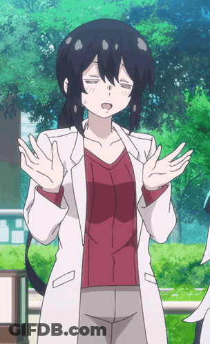 Woman In White Coat And Red Sweater Making Funny Face GIF