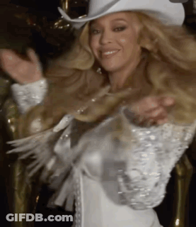 Woman In White Cowboy Hat And Dress GIF