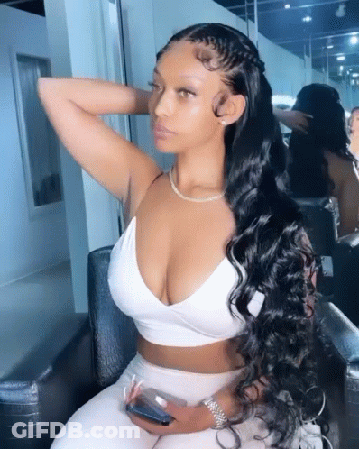 Woman In White Crop Top Hand On Head GIF