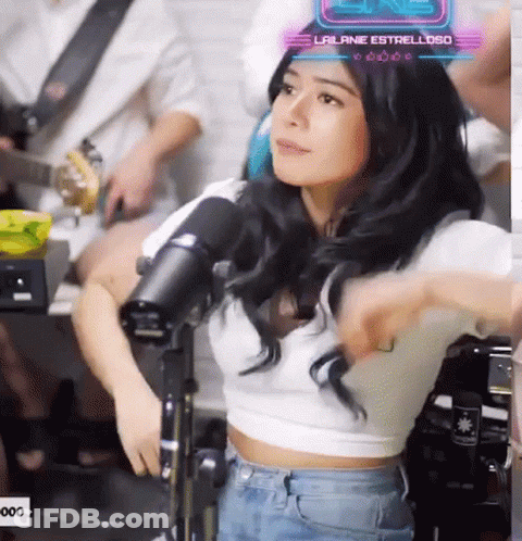 Woman In White Crop Top With Lailiane Estrella Sign GIF