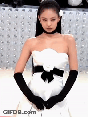 Woman In White Dress And Black Gloves GIF