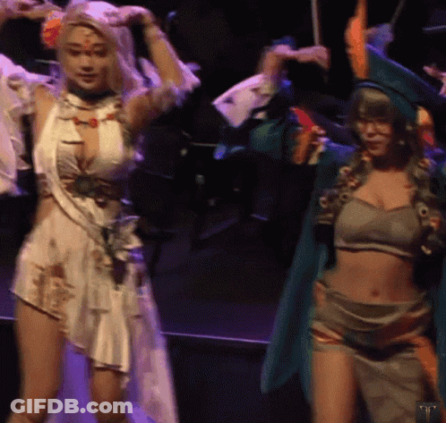 Woman In White Dress And Blue Hat Dancing GIF