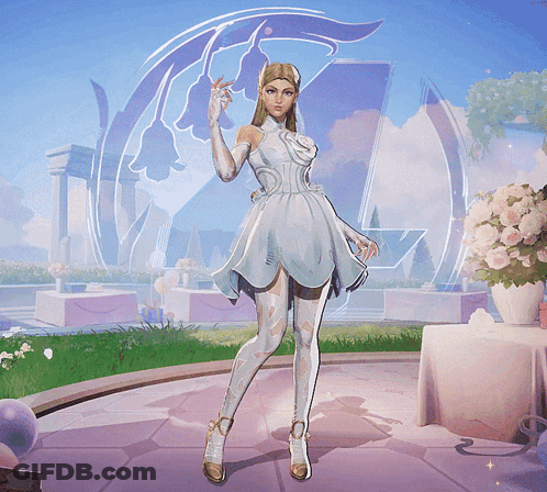 Woman In White Dress And Purple Circle GIF