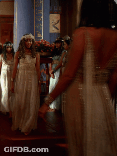 Woman In White Dress At Egypt Sign GIF
