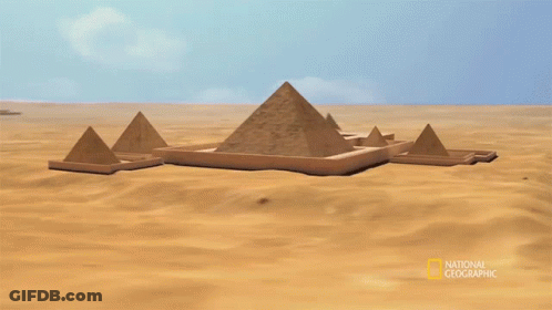 Woman In White Dress At Pyramids Saying Evita Streamer GIF