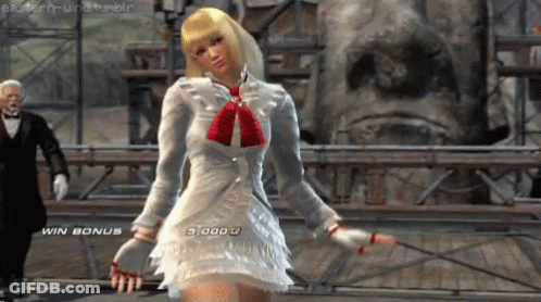 Woman In White Dress Dancing For 5000 Win Bonus GIF