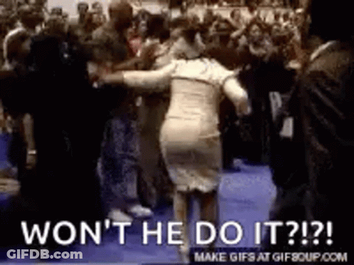Woman In White Dress Dancing With Won T He Do It GIF