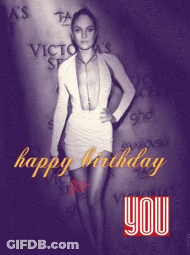 Woman In White Dress Happy Birthday You GIF