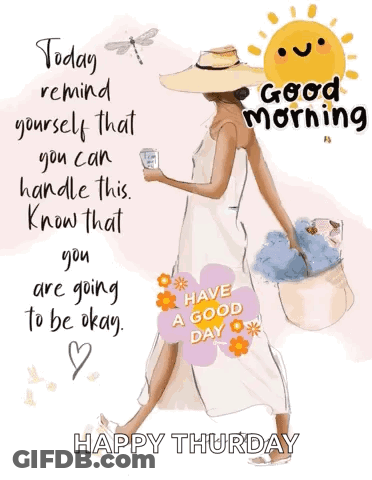 Woman In White Dress Holding Coffee And Flowers GIF