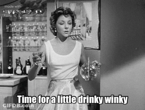 Woman In White Dress Holding Water And Wine GIF