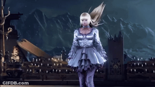 Woman In White Dress In Front Of Castle GIF