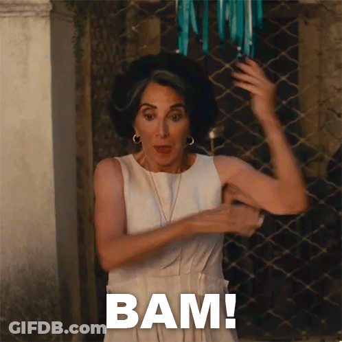 Woman In White Dress Says Bam GIF