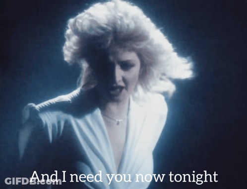 Woman In White Dress Singing And I Need You Now Tonight GIF