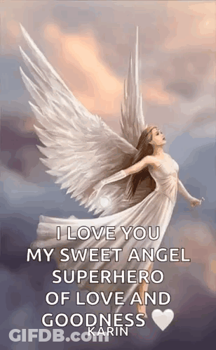 Woman In White Dress With Angel Wings Flying GIF