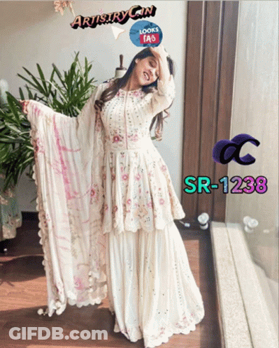 Woman In White Dress With Artistry Girl On Top GIF