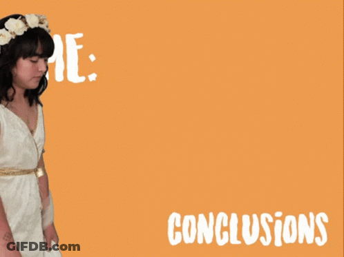 Woman In White Dress With Flowers Saying Me Conclusions GIF