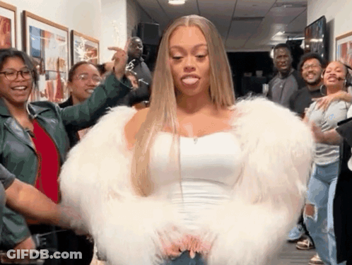 Woman In White Fur Coat GIF