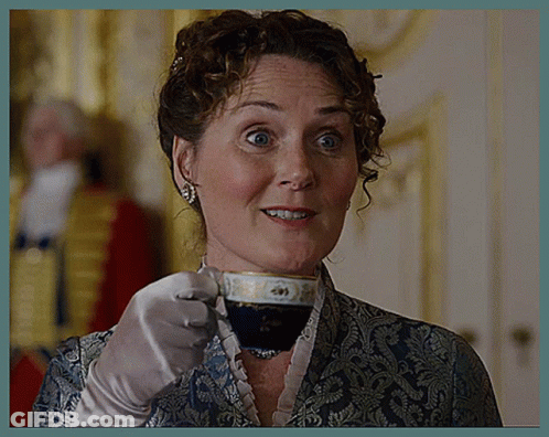 Woman In White Gloves Drinking From Cup GIF