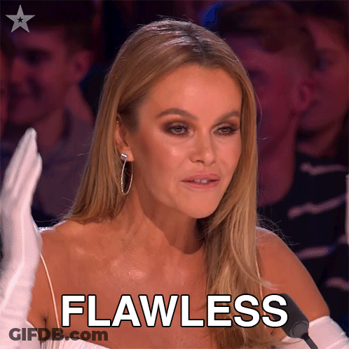 Woman In White Gloves With Flawless On Face GIF