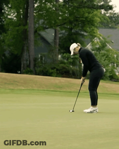 Woman In White Hat On Golf Course GIF