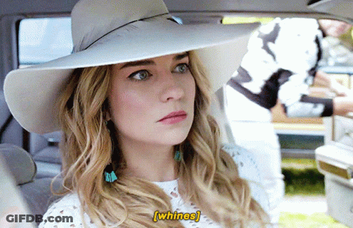 Woman In White Hat Whines In Car GIF